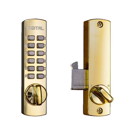 Lockey Usa Mechanical Keyless Sliding Patio Door Lock, C150, Bright Brass C150BB